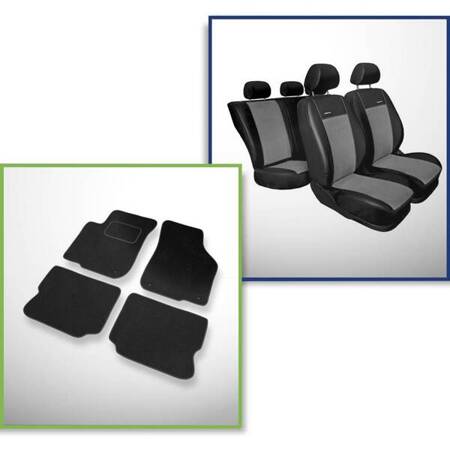 Conjunto: tapetes de veludo + capas feitas sob medida para Seat Toledo II Sedan (1999-2004) – Premium cinza