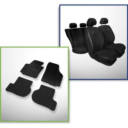 Conjunto: tapetes de veludo + capas feitas sob medida para Seat Toledo III Hatchback (2004-2009) – Premium preto