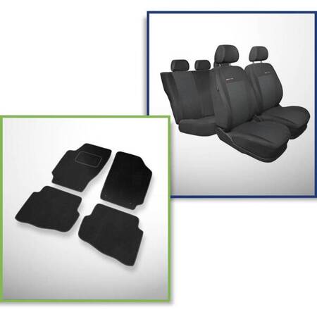 Conjunto: tapetes de veludo + capas feitas sob medida para Skoda Fabia I Hatchback, Kombi, Sedan (1999-2007) – Elegance P-3 - segunda fileira - assento e apoio bipartidos