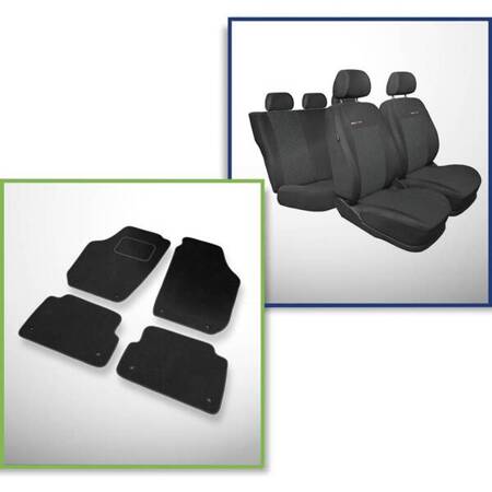 Conjunto: tapetes de veludo + capas feitas sob medida para Skoda Fabia II Hatchback, Kombi (2007-2014) – Elegance P-1 - segunda fileira - assento e apoio bipartidos