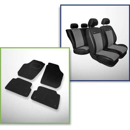 Conjunto: tapetes de veludo + capas feitas sob medida para Skoda Fabia II Hatchback, Kombi (2007-2014) – Premium cinza