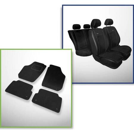 Conjunto: tapetes de veludo + capas feitas sob medida para Skoda Fabia II Hatchback, Kombi (2007-2014) – Premium preto