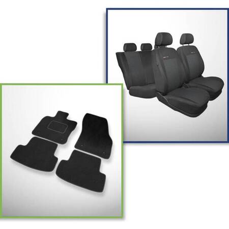 Conjunto: tapetes de veludo + capas feitas sob medida para Skoda Karoq SUV (2017-....) – Elegance P-3 - sem apoio de braços