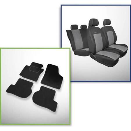 Conjunto: tapetes de veludo + capas feitas sob medida para Skoda Octavia II Kombi, Liftback (2004-2013) – Elegance P-2 - segunda fileira - banco inteiro