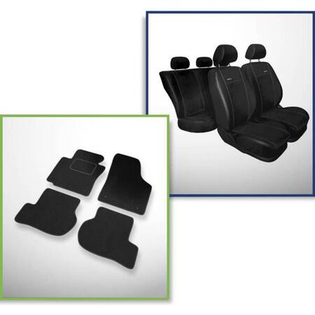 Conjunto: tapetes de veludo + capas feitas sob medida para Skoda Octavia II Kombi, Liftback (2004-2013) – Premium preto - não há capa para o apoio de braços traseiro