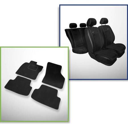 Conjunto: tapetes de veludo + capas feitas sob medida para Skoda Octavia III Kombi, Liftback (2013-2019) – Premium preto - capa para apoio de braços traseiro