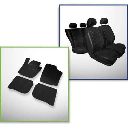 Conjunto: tapetes de veludo + capas feitas sob medida para Skoda Rapid Liftback (2012-2019) – Premium preto - capa para apoio de braços traseiro