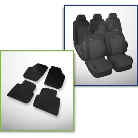 Conjunto: tapetes de veludo + capas feitas sob medida para Skoda Roomster Van (2006-2015) – Elegance P-1