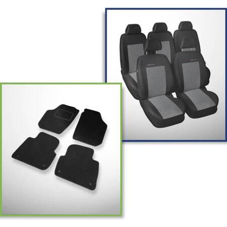 Conjunto: tapetes de veludo + capas feitas sob medida para Skoda Roomster Van (2006-2015) – Elegance P-2