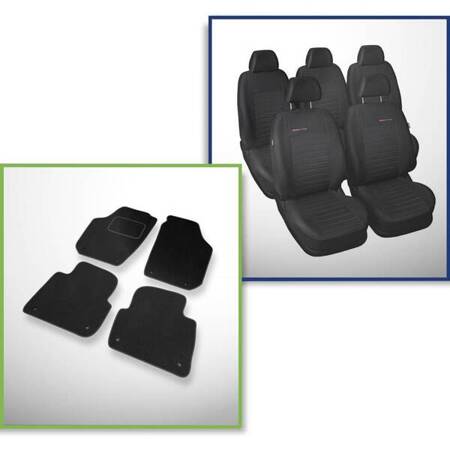 Conjunto: tapetes de veludo + capas feitas sob medida para Skoda Roomster Van (2006-2015) – Elegance P-4