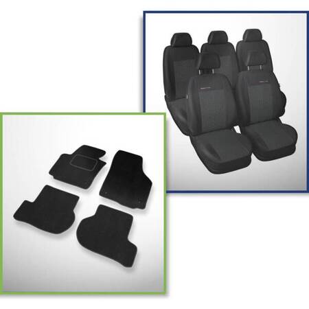 Conjunto: tapetes de veludo + capas feitas sob medida para Skoda Yeti SUV (2009-2013) – Elegance P-1