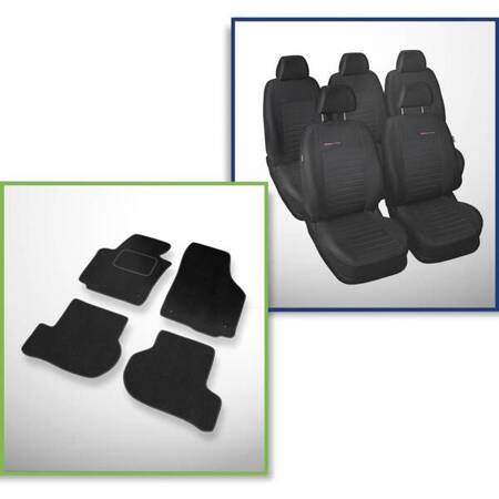 Conjunto: tapetes de veludo + capas feitas sob medida para Skoda Yeti SUV (2009-2013) – Elegance P-4