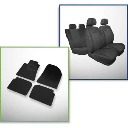 Conjunto: tapetes de veludo + capas feitas sob medida para Toyota Avensis II Kombi (2003-2008) – Elegance P-3