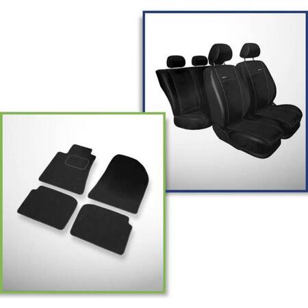 Conjunto: tapetes de veludo + capas feitas sob medida para Toyota Avensis II Kombi (2003-2008) – Premium preto