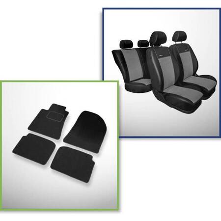 Conjunto: tapetes de veludo + capas feitas sob medida para Toyota Avensis II Sedan (2003-2008) – Premium cinza