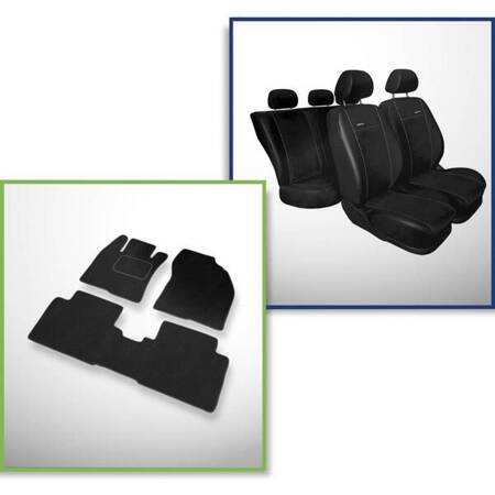 Conjunto: tapetes de veludo + capas feitas sob medida para Toyota Avensis III Kombi, Sedan (2009-2018) – Premium preto