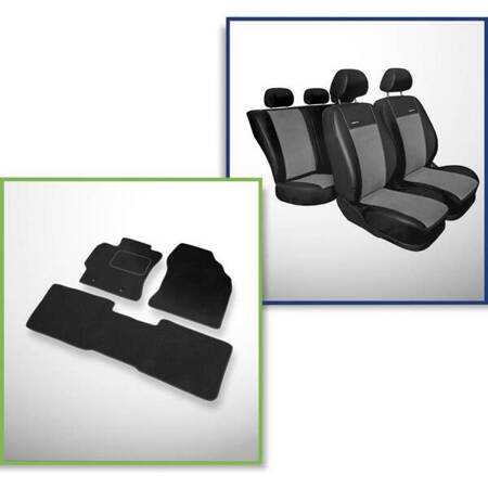 Conjunto: tapetes de veludo + capas feitas sob medida para Toyota Corolla XI Sedan (2013-2018) – Premium cinza