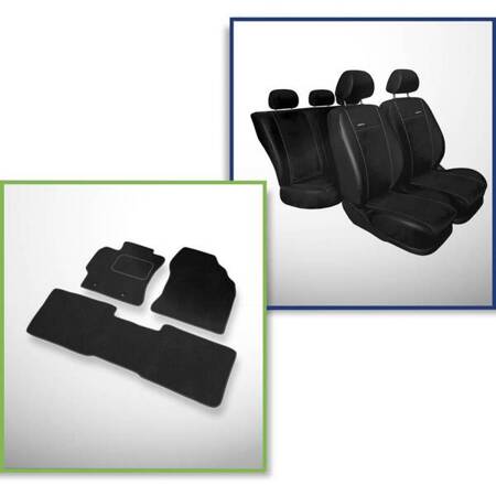 Conjunto: tapetes de veludo + capas feitas sob medida para Toyota Corolla XI Sedan (2013-2018) – Premium preto