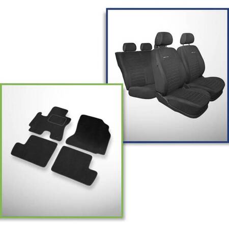 Conjunto: tapetes de veludo + capas feitas sob medida para Toyota RAV4 II SUV (2000-2005) – Elegance P-4