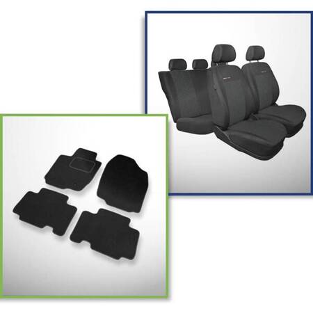 Conjunto: tapetes de veludo + capas feitas sob medida para Toyota RAV4 III SUV (2006-2012) – Elegance P-1