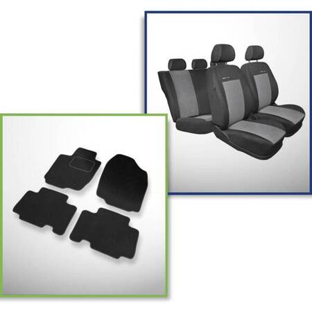 Conjunto: tapetes de veludo + capas feitas sob medida para Toyota RAV4 III SUV (2006-2012) – Elegance P-2