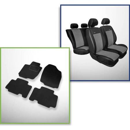 Conjunto: tapetes de veludo + capas feitas sob medida para Toyota RAV4 III SUV (2006-2012) – Premium cinza