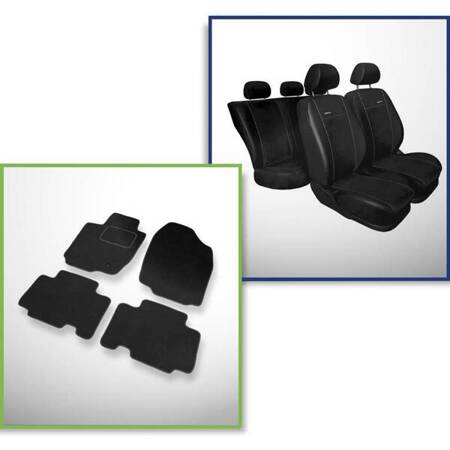 Conjunto: tapetes de veludo + capas feitas sob medida para Toyota RAV4 III SUV (2006-2012) – Premium preto