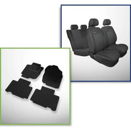 Conjunto: tapetes de veludo + capas feitas sob medida para Toyota RAV4 IV SUV (2013-2018) – Elegance P-3