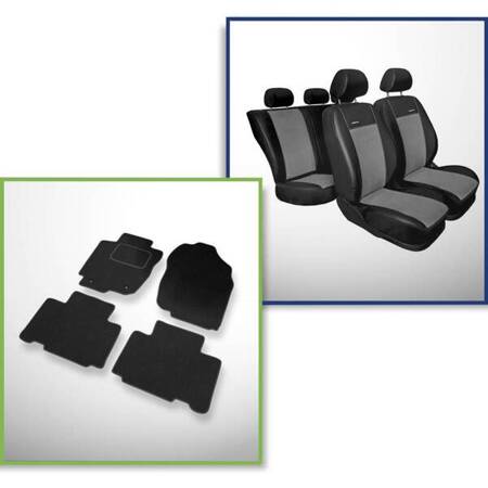 Conjunto: tapetes de veludo + capas feitas sob medida para Toyota RAV4 IV SUV (2013-2018) – Premium cinza