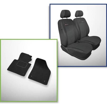 Conjunto: tapetes de veludo + capas feitas sob medida para Volkswagen Caddy III Cargo (2004-2015) – Elegance P-1 - apenas assentos dianteiros