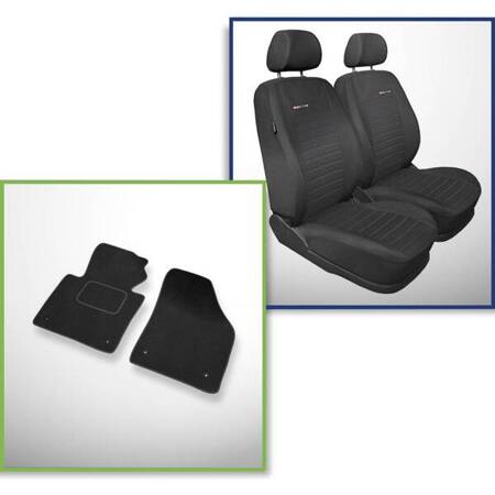 Conjunto: tapetes de veludo + capas feitas sob medida para Volkswagen Caddy III Cargo (2004-2015) – Elegance P-4 - apenas assentos dianteiros