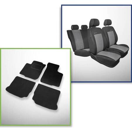 Conjunto: tapetes de veludo + capas feitas sob medida para Volkswagen Golf IV Hatchback, Kabriolet, Variant (1997-2006) – Elegance P-2 - não há capa para o apoio de braços traseiro