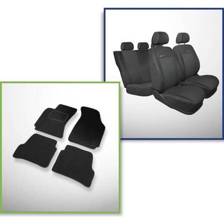 Conjunto: tapetes de veludo + capas feitas sob medida para Volkswagen Passat B5, B5 FL Sedan (1996-2005) – Elegance P-3