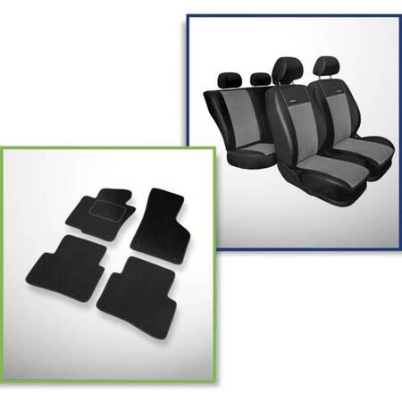 Conjunto: tapetes de veludo + capas feitas sob medida para Volkswagen Passat B7 Sedan, Variant (2010-2014) – Premium cinza