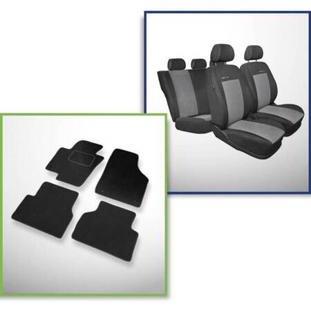 Conjunto: tapetes de veludo + capas feitas sob medida para Volkswagen Tiguan I FL SUV (2011-2015) – Elegance P-2