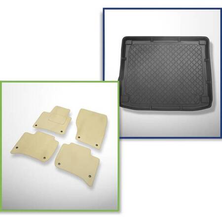 Conjunto: tapetes de veludo + capas feitas sob medida para Volkswagen Touareg II (02.2010-03.2018)