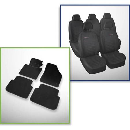 Conjunto: tapetes de veludo + capas feitas sob medida para Volkswagen Touran Minivan (2003-2010) – Elegance P-4