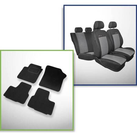 Conjunto: tapetes de veludo + capas feitas sob medida para Volkswagen up! Hatchback (2011-....) – Elegance P-2 - segunda fileira - apoio bipartido