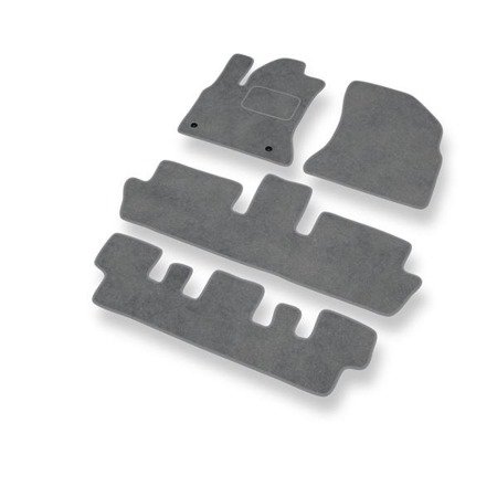 Tapetes de veludo para Citroen C4 Grand Picasso I (2006-2013) - tapetes de carro - DGS Autodywan - cinza